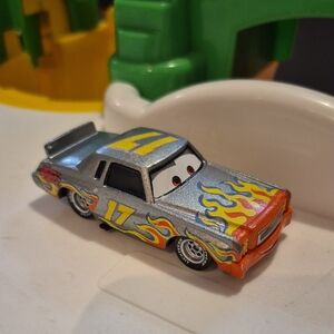 Mattel Silver and Orange Toy Car with Flames